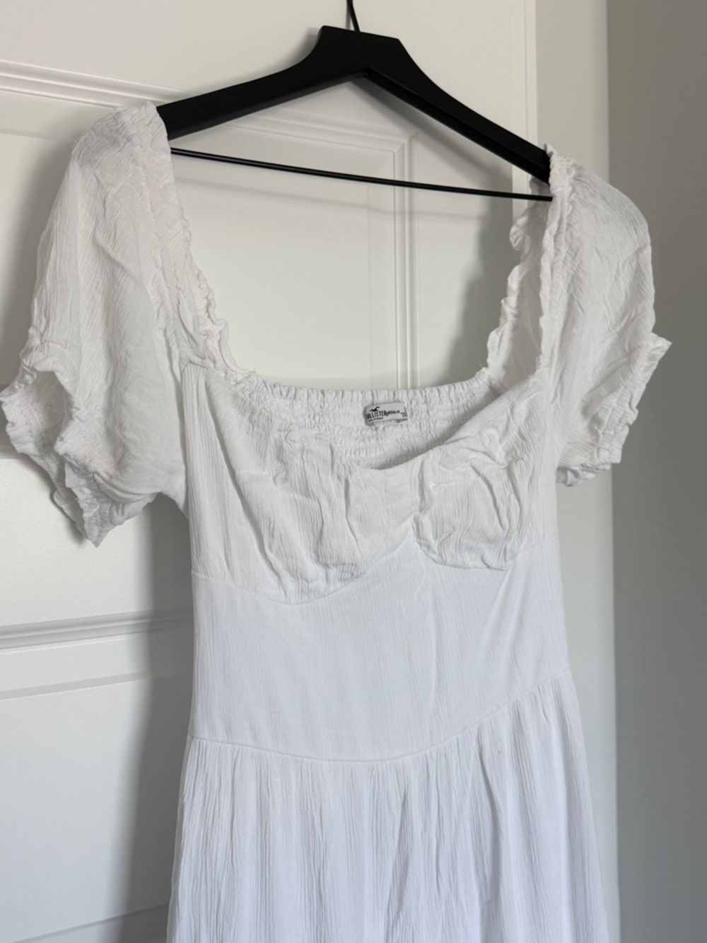 Hollister White Smocked Square Neck Maxi Dress Backless